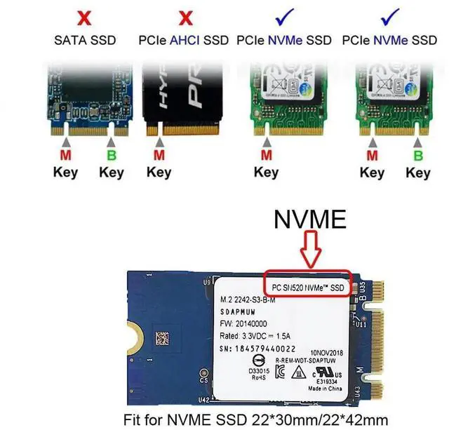 Alt view image 7 of 7 - WRIARICH M.2 NGFF M-Key NVMe SSD Converter Card, Storage Upgrade Adapter for 13-inch 2016 2017 MacBook Pro A1706 A1707 A1708, Supports 2230/2242 Single-Sided NVMe M.2 SSD