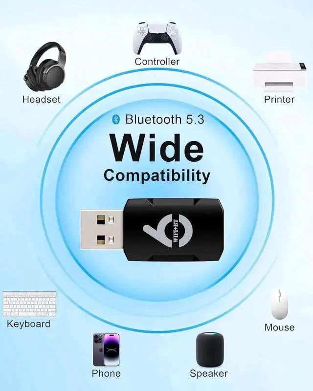 Alt view image 6 of 7 - WRIARICH 900Mbps WiFi 6 USB WiFi Bluetooth 5.3 Adapter, Dual Band 2.4G+5G 2-in-1 Driver Free Wireless Dongle Support WPA3 for Windows 10/11 Desktop Laptop