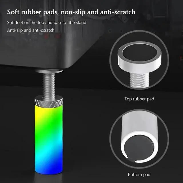 Alt view image 4 of 4 - WRIARICH Aluminum Alloy Vertical Telescopic Rotating GPU Support Bracket, Magnetic ARGB Graphics Card Holder for Desktop PC Case