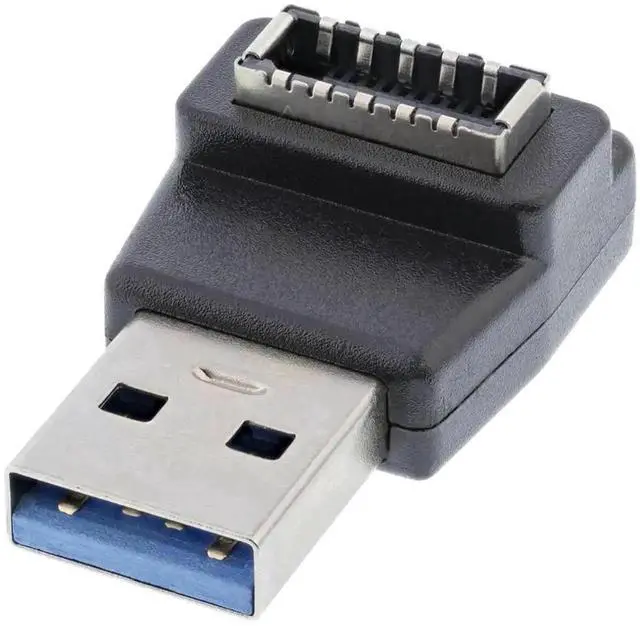 Main image of WRIARICH 90 Degree Angled USB 3.0 Type-A Male to USB 3.1 Type-E Front Panel Header Adapter, Motherboard Internal Extension Data Cable Converter