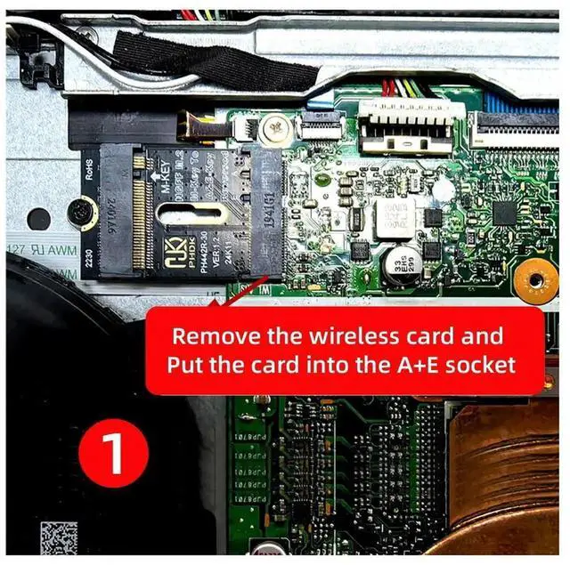 Alt view image 2 of 7 - WRIARICH 2230 NGFF A+E-Key Male to NVMe M-Key Female PCIe 4.0 SSD Extension Adapter with Fixed Mount Bracket, M.2 Riser Card for Laptop Motherboard 2280 NVMe SSD