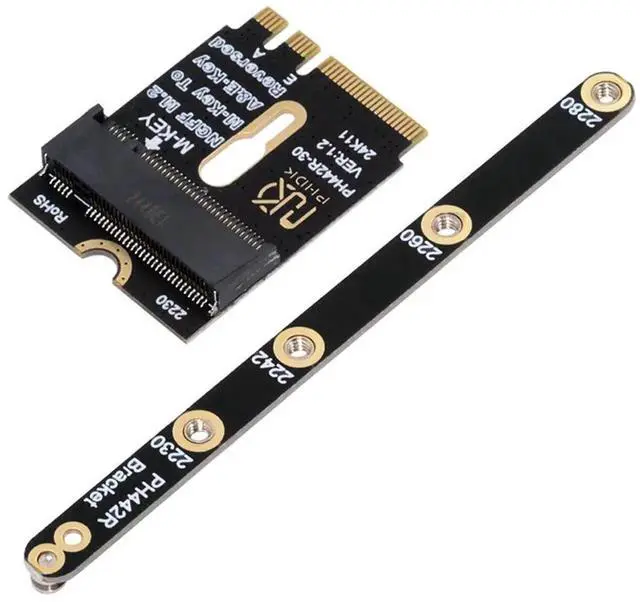 Main image of WRIARICH 2230 NGFF A+E-Key Male to NVMe M-Key Female PCIe 4.0 SSD Extension Adapter with Fixed Mount Bracket, M.2 Riser Card for Laptop Motherboard 2280 NVMe SSD