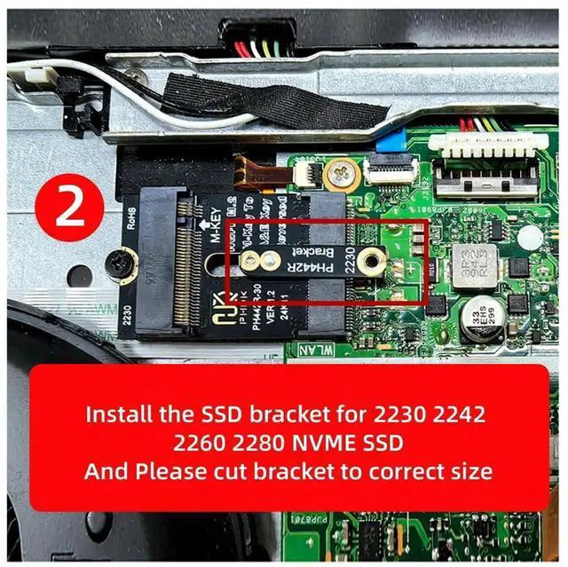 Alt view image 7 of 7 - WRIARICH 2230 NGFF A+E-Key Male to NVMe M-Key Female PCIe 4.0 SSD Extension Adapter with Fixed Mount Bracket, M.2 Riser Card for Laptop Motherboard 2280 NVMe SSD