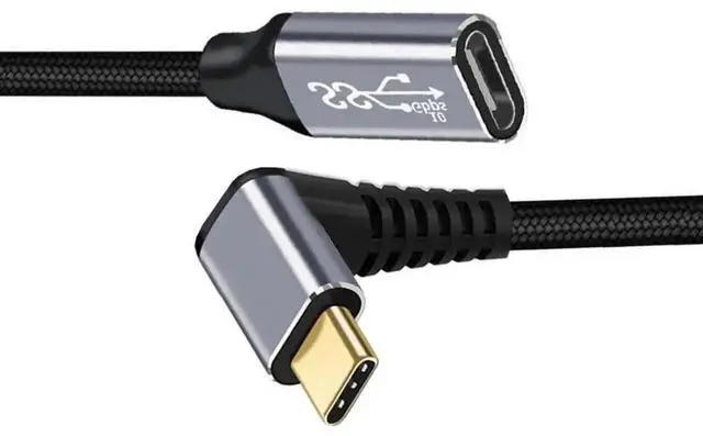 Main image of WRIARICH 2M 90° Up Angled USB-C Extension Cable, USB 3.1 Gen2 10Gbps 100W Male to Female Cord with Sleeve for Laptop & Phone