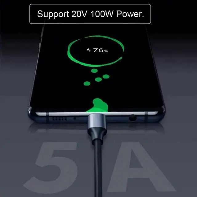 Alt view image 3 of 6 - WRIARICH 2M 90° Up Angled USB-C Extension Cable, USB 3.1 Gen2 10Gbps 100W Male to Female Cord with Sleeve for Laptop & Phone