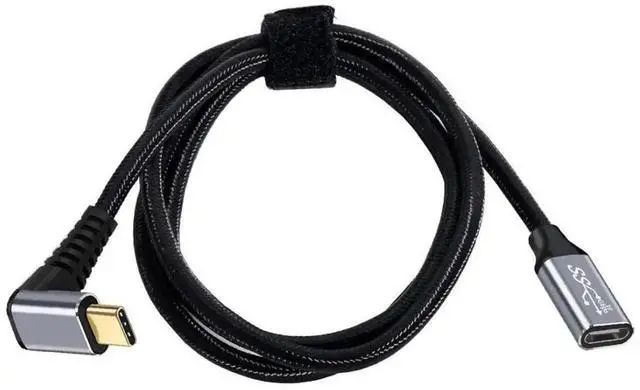 Alt view image 6 of 6 - WRIARICH 2M 90° Up Angled USB-C Extension Cable, USB 3.1 Gen2 10Gbps 100W Male to Female Cord with Sleeve for Laptop & Phone