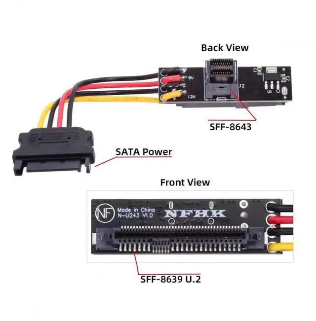 Alt view image 7 of 7 - WRIARICH PCIe 4.0 SFF-8643 to U.2 SFF-8639 Adapter, U.3 NVMe SSD Converter for Motherboard