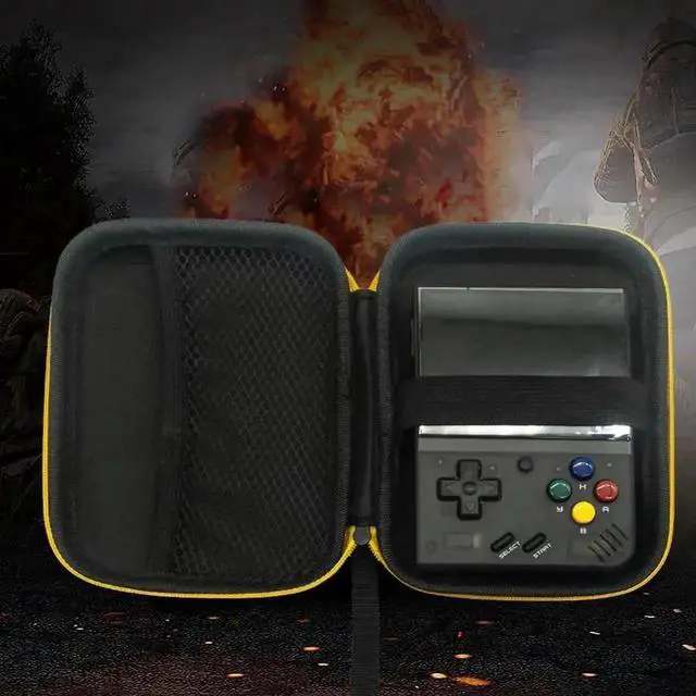 Alt view image 3 of 3 - Shockproof Waterproof EVA Carrying Case with Storage Pockets & Lanyard, Portable Protective Travel Storage Bag Compatible with Miyoo Mini, Miyoo Mini+, RG35XX, RG353V, RG353VS Handheld Game Consoles