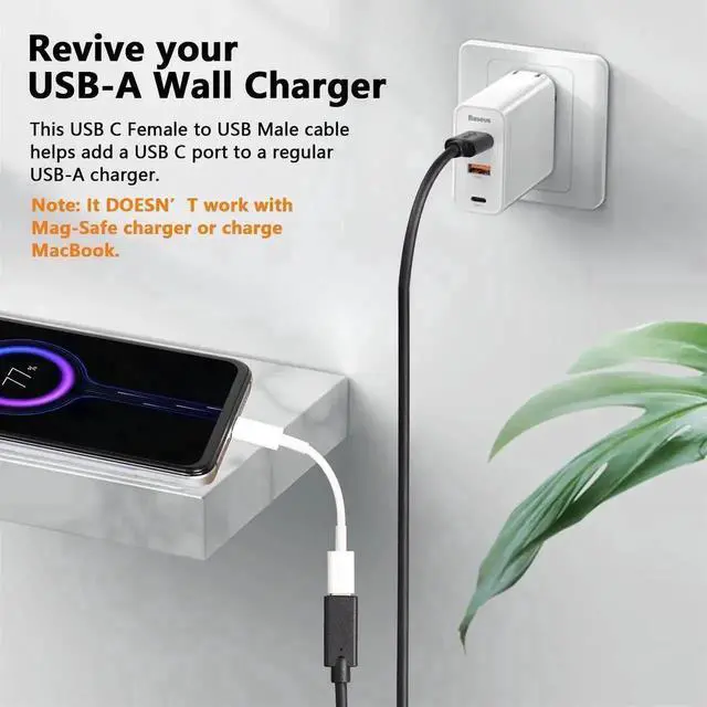 Alt view image 5 of 7 - WRIARICH 3ft Black USB 3.0 Type A Male to USB-C Female Adapter Converter