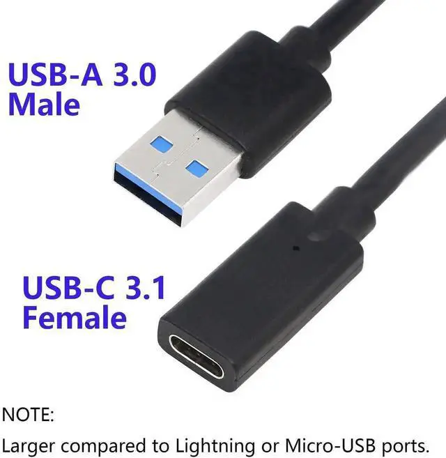 Alt view image 6 of 7 - WRIARICH 3ft Black USB 3.0 Type A Male to USB-C Female Adapter Converter