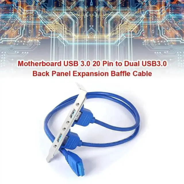 Alt view image 3 of 4 - WRIARICH 20 Pin to Dual USB 3.0 Baffle Cable, PC Back Panel Expansion Cord