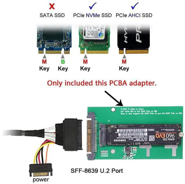 Alt view image 5 of 7 - WRIARICH SFF-8639 NVMe U.2 to NGFF M.2 M-Key PCIe SSD Adapter Card, Convert M.2 NVMe to Replace Intel SSD 750 P3600 P3700 U.2 Drives, Supports 2230/2242/2260/2280 M.2 Sizes