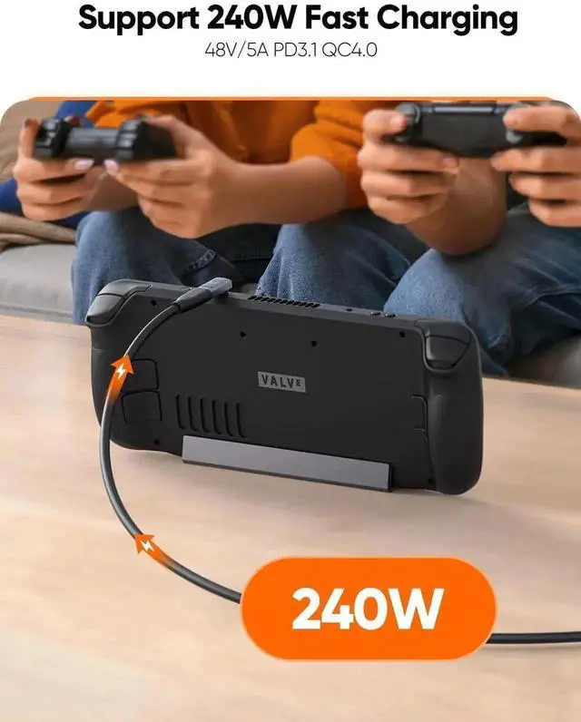 Alt view image 2 of 7 - Up Angle 90 Degree USB C Male to Female Adapter, 40Gbps Data Transfer 240W Fast Charging Right Angle USB-C Extender Compatible with Steam Deck, ROG Ally, Switch, Laptop, PC, Tablet, Smartphone