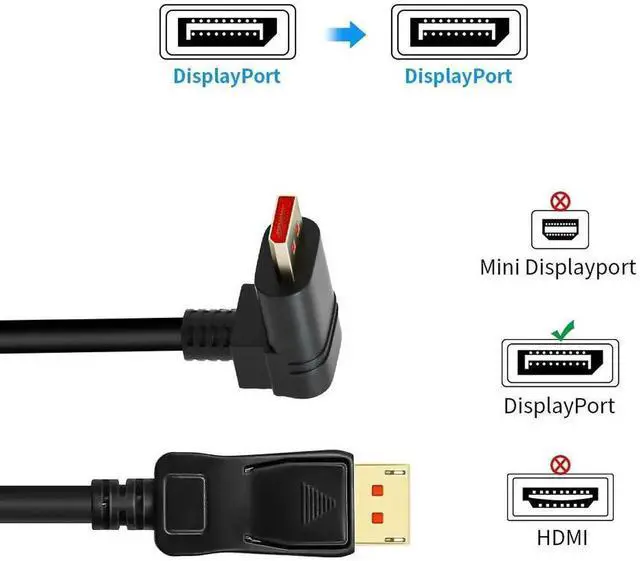 Alt view image 4 of 7 - WRIARICH 6FT 90 Degree Right Angle DP 1.4 Cable Male to Male, Supports 8K60Hz 4K144Hz 2K165Hz for Monitor GPU Laptop