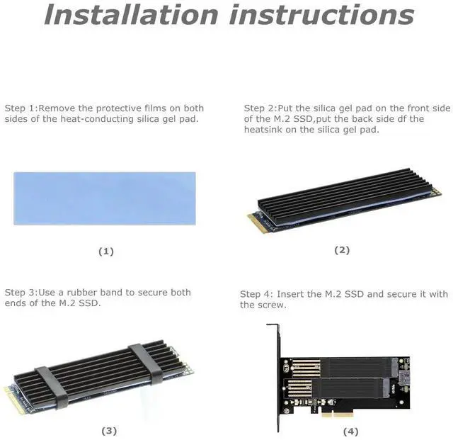 Alt view image 6 of 7 - WRIARICH Dual M.2 PCIe x4 Expansion Card with Heatsink, Supports NVMe M-Key & SATA B-Key SSDs, Fits 223022110 Sizes