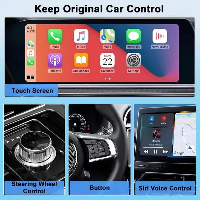 Alt view image 2 of 7 - WRIARICH 2-in-1 Wireless CarPlay & Android Auto Adapter, Wired to Wireless Car Dongle Plug & Play for Factory Wired Car Systems, Compatible with iPhone iOS 10+ & Android Phones