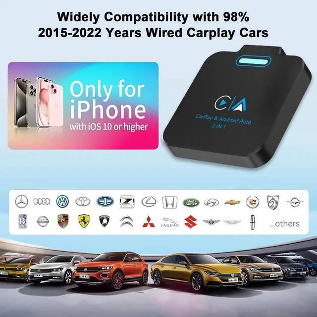 Alt view image 6 of 7 - WRIARICH 2-in-1 Wireless CarPlay & Android Auto Adapter, Wired to Wireless Car Dongle Plug & Play for Factory Wired Car Systems, Compatible with iPhone iOS 10+ & Android Phones