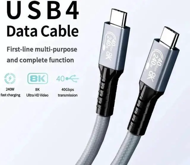 Alt view image 5 of 7 - WRIARICH 1.6FT USB4 USB-C to USB-C Cable, 240W Fast Charging, 40Gbps Data, 8K/5K@60Hz Video, Compatible with Thunderbolt 3/4 for MacBook, Samsung S22, eGPU, Docking & GaN Charger
