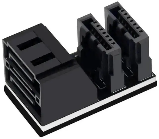 Main image of WRIARICH Dual SATA 7Pin Female to Male Right Angle Adapter, 90° & 180° Elbow SATA Signal Connector, Low Profile Motherboard Space-Saving Converter for PC Installation
