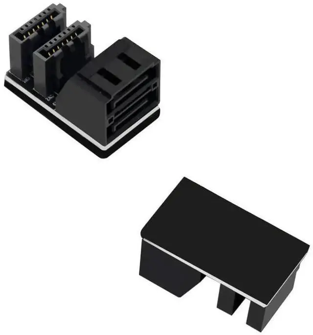Alt view image 2 of 6 - WRIARICH Dual SATA 7Pin Female to Male Right Angle Adapter, 90° & 180° Elbow SATA Signal Connector, Low Profile Motherboard Space-Saving Converter for PC Installation