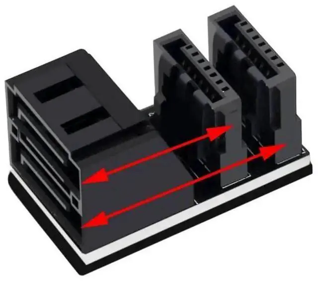 Alt view image 3 of 6 - WRIARICH Dual SATA 7Pin Female to Male Right Angle Adapter, 90° & 180° Elbow SATA Signal Connector, Low Profile Motherboard Space-Saving Converter for PC Installation