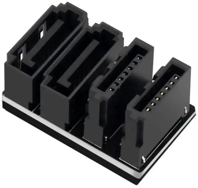 Alt view image 6 of 6 - WRIARICH Dual SATA 7Pin Female to Male Right Angle Adapter, 90° & 180° Elbow SATA Signal Connector, Low Profile Motherboard Space-Saving Converter for PC Installation
