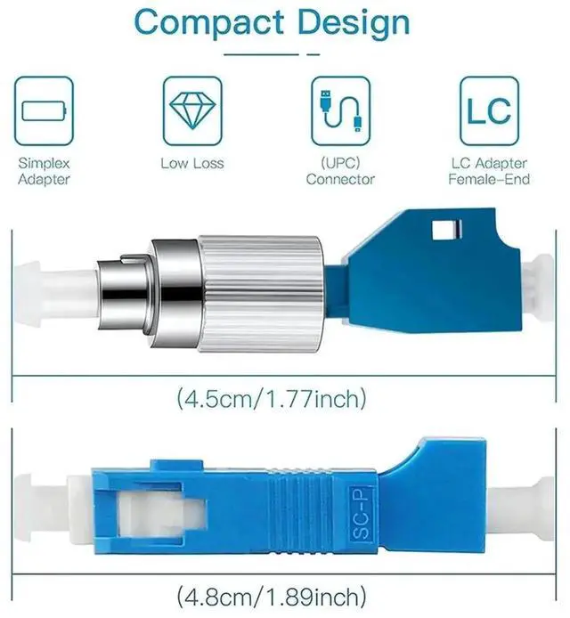 Alt view image 3 of 4 - WRIARICH FC Male to LC Female Hybrid Fiber Optic Converter Adapter + LC Female to SC Male Hybrid Flange Coupler, Mixed-Type Optical Fiber Connector Adapters