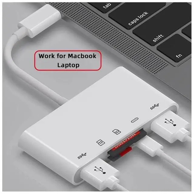 Alt view image 7 of 7 - WRIARICH USB-C to TF/Micro SD SDXC Card Reader Adapter, Dual USB3.0 Female Ports & 27W PD Charging, Compatible with Laptops, Tablets & Phones