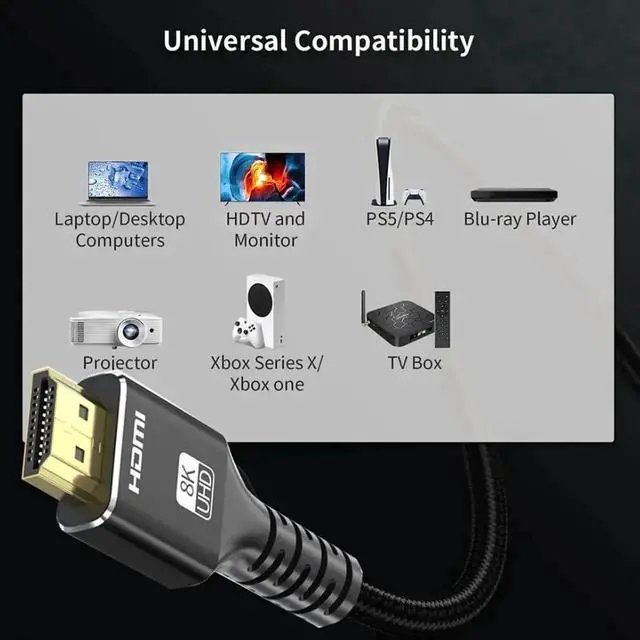 Alt view image 4 of 7 - WRIARICH 1FT Short HDMI 2.1 Male to Female Extension Cable, 48Gbps 8K@60Hz 4K@120Hz Extender Cord with Dolby & eARC for TV Stick HDTV Xbox PS5 PS4 Laptop