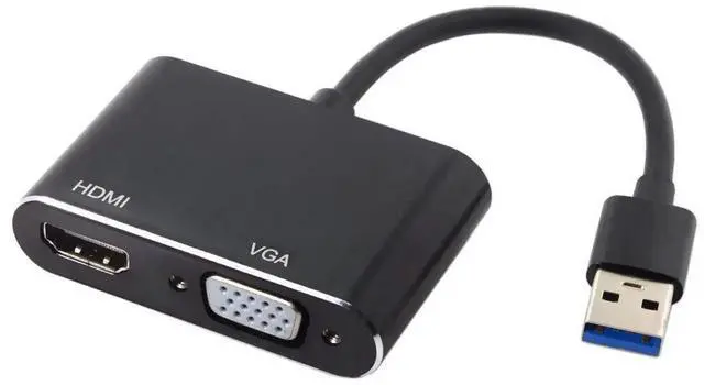 Alt view image 6 of 7 - WRIARICH USB 3.0/2.0 to HDMI VGA Dual Display Adapter Cable, External USB Video Graphics Card Compatible with Windows & Mac Laptops