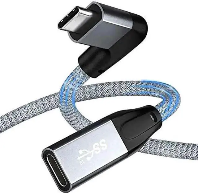Main image of WRIARICH 3.3FT/1M Right Angle USB-C 3.1 Gen2 Extension Cable, 90 Degree Male to Female Extender, 10Gbps Data & 4K Video for Thunderbolt 3, MacBook, iPad Pro, Nintendo Switch