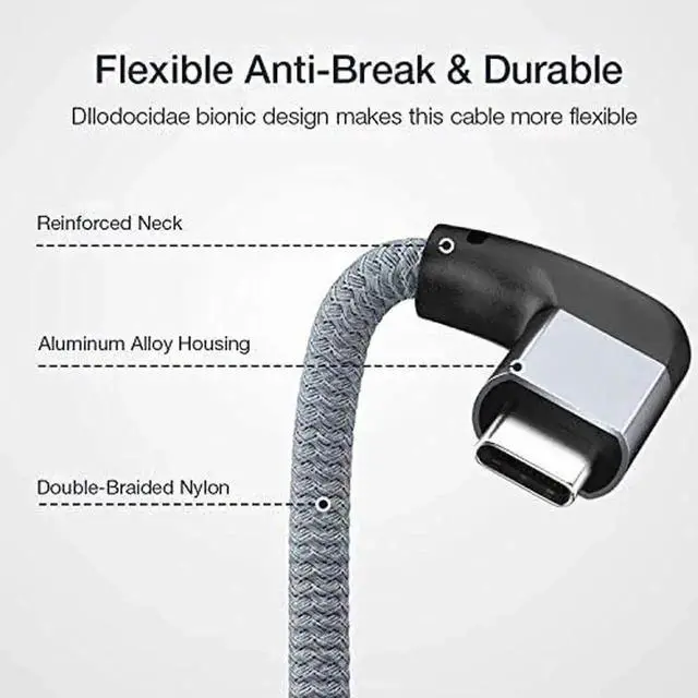 Alt view image 5 of 7 - WRIARICH 3.3FT/1M Right Angle USB-C 3.1 Gen2 Extension Cable, 90 Degree Male to Female Extender, 10Gbps Data & 4K Video for Thunderbolt 3, MacBook, iPad Pro, Nintendo Switch