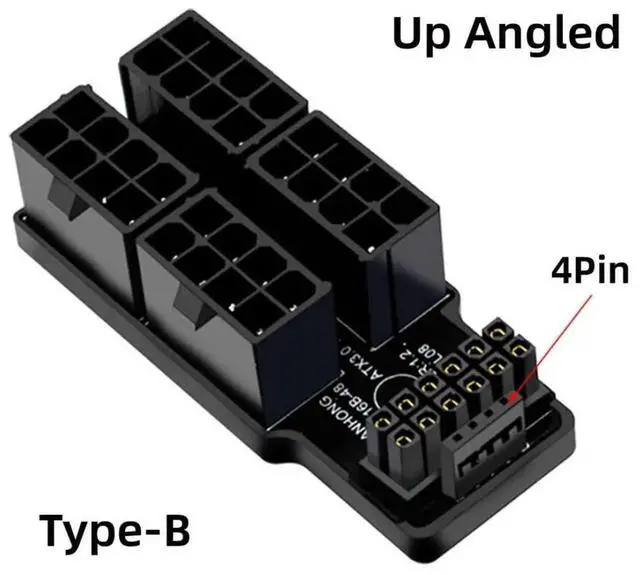 Alt view image 5 of 6 - WRIARICH 90° Up Angled ATX 8Pin×4 to 12VHPWR PCIe5.0 ATX3.0 16Pin Modular Power Adapter