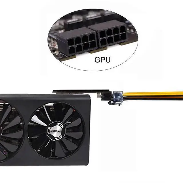 Alt view image 2 of 6 - WRIARICH 180° Right-Angled Dual ATX 8Pin Female to 6+8Pin Male GPU Power Adapter for RTX 3080/3090