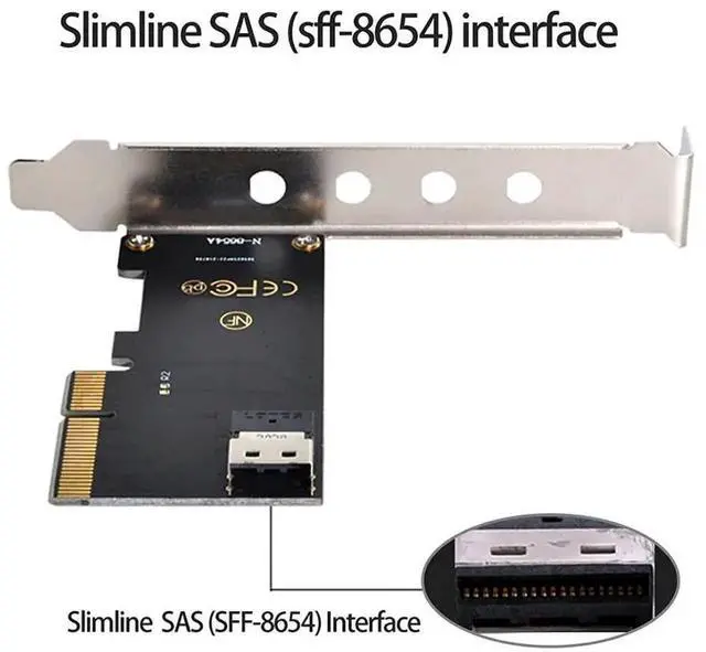 Alt view image 3 of 7 - WRIARICH PCIe 3.0 x4 to SFF-8654 Slimline SAS Adapter Kit, SFF-8654 to SFF-8639 U.2 NVMe PCIe SSD Expansion Card for Desktop & Server Motherboards, Supports Intel 750 P3600 P3700 U.2 Drives