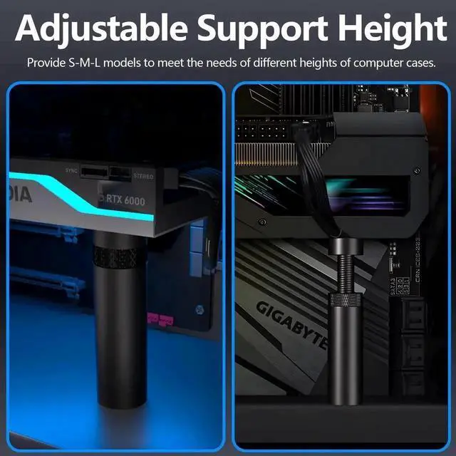 Alt view image 3 of 6 - WRIARICH Adjustable Vertical GPU Support Bracket with Magnet & Anti-Slip Pad, Height 5080mm Size M, Anti-Sag Holder for Graphics Card