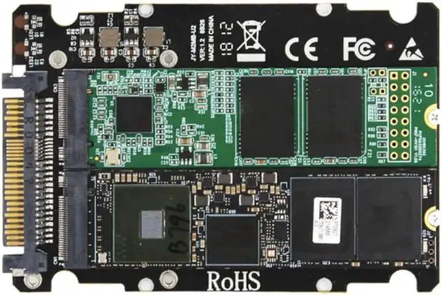 Alt view image 3 of 6 - WRIARICH 2-in-1 M.2 NVMe/SATA to U.2 SFF-8639 Adapter Card, M.2 SSD to PCIe U.2 Converter for Desktop PC