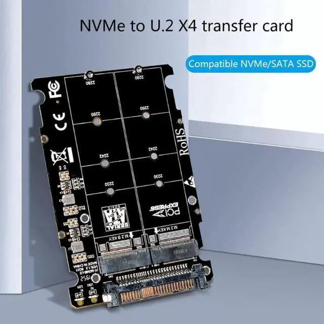 Alt view image 5 of 6 - WRIARICH 2-in-1 M.2 NVMe/SATA to U.2 SFF-8639 Adapter Card, M.2 SSD to PCIe U.2 Converter for Desktop PC
