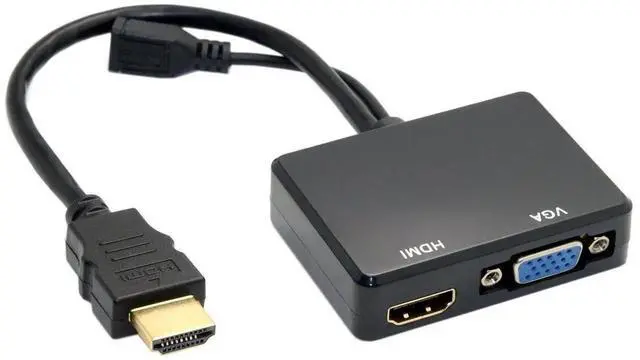 Main image of WRIARICH HDMI Input to VGA + Dual HDMI Female Splitter Converter with Audio Jack, Multi-Signal Video Adapter for HDTV PC Monitor Laptop