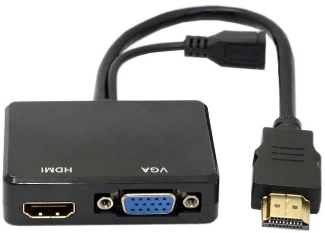 Alt view image 6 of 7 - WRIARICH HDMI Input to VGA + Dual HDMI Female Splitter Converter with Audio Jack, Multi-Signal Video Adapter for HDTV PC Monitor Laptop