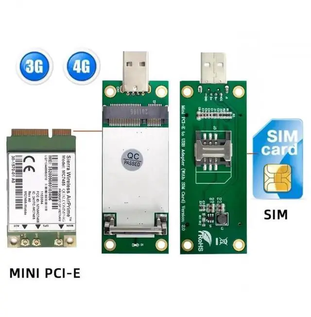 Alt view image 6 of 7 - WRIARICH Mini PCI-E WWAN to USB Adapter Card with SIM Slot, 3G 4G 5G LTE Module Test Tool