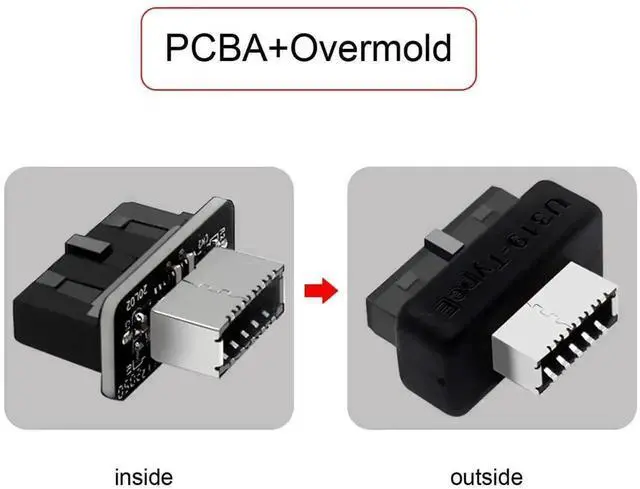 Alt view image 2 of 7 - WRIARICH Overmolded USB 3.1 Gen2 Type-E Key-A Female to USB 3.0 20Pin Male Header Adapter, Motherboard Front Panel Internal Extension Converter