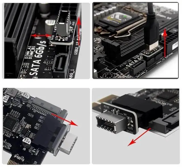 Alt view image 4 of 7 - WRIARICH Overmolded USB 3.1 Gen2 Type-E Key-A Female to USB 3.0 20Pin Male Header Adapter, Motherboard Front Panel Internal Extension Converter