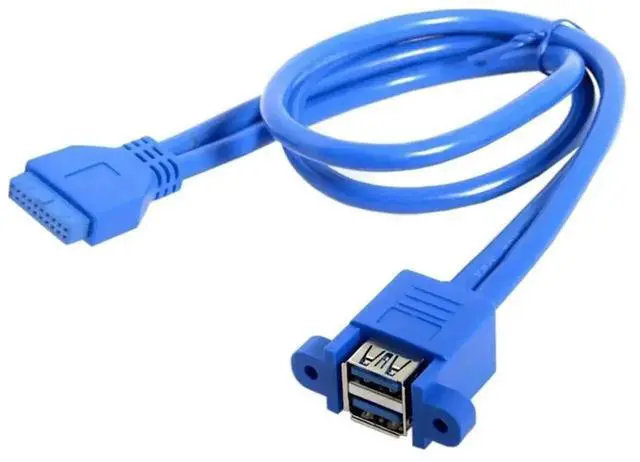 Alt view image 3 of 3 - WRIARICH 50CM Motherboard Mount Cable, USB3.0 20/19Pin Header to Dual USB3.0 A Female 2-Port Front Panel Adapter with Fixing Screws