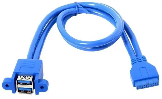 Alt view image 2 of 3 - WRIARICH 50CM Motherboard Mount Cable, USB3.0 20/19Pin Header to Dual USB3.0 A Female 2-Port Front Panel Adapter with Fixing Screws