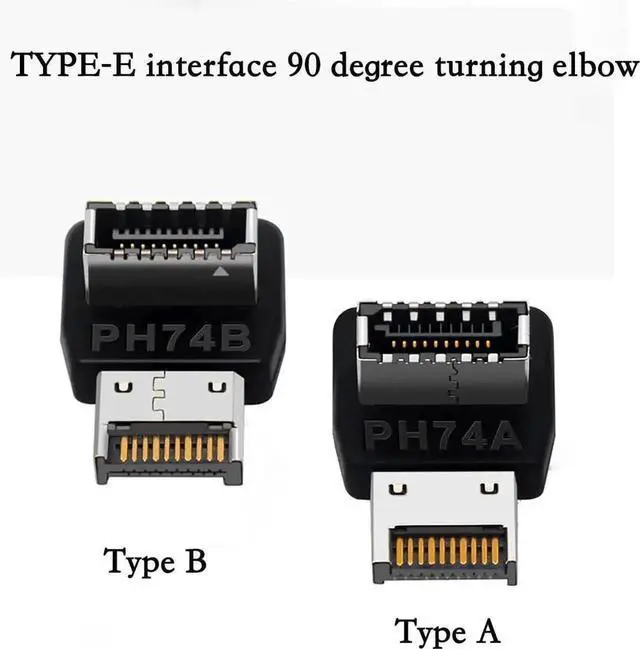 Alt view image 2 of 6 - WRIARICH PH74B 90 Degree Vertical USB 3.2 Type-E Header Adapter, Right Angle USB-C Front Panel Socket Converter for Desktop Motherboard