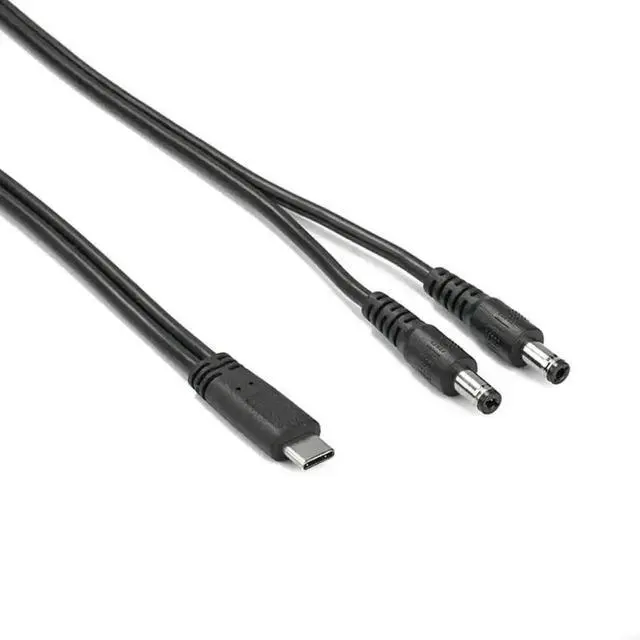 Main image of WRIARICH 60W USB-C to Dual 5.5×2.5mm DC Power Cable, 20V PD Type-C Male to Double 5.5x2.5mm Male Charging Cord for Laptops & DC Devices