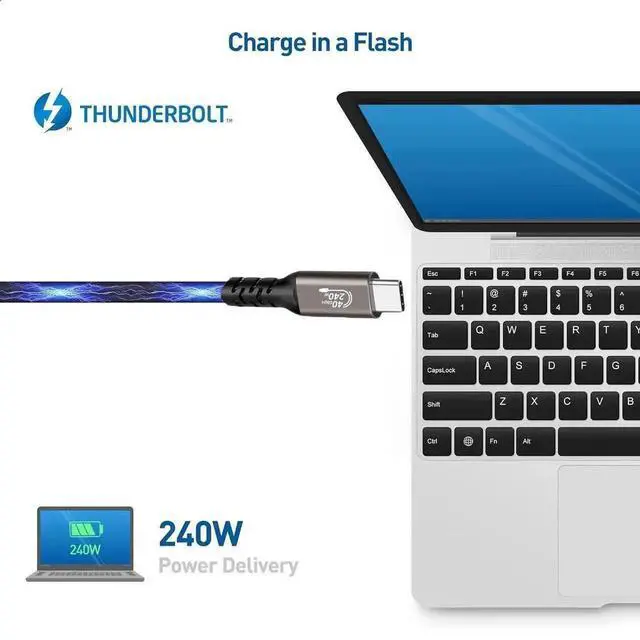 Alt view image 3 of 7 - WRIARICH 1.6FT Right Angle Nylon Braided USB4 Type-C to Type-C Cable | 40Gbps,240W PD,8K Video for Thunderbolt 3/4,MacBook,iPad,Oculus Quest