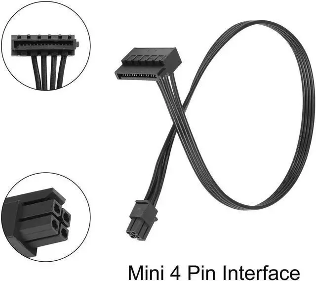 Alt view image 6 of 7 - WRIARICH 40cm ATX Mini 4 Pin to Right Angle 15Pin SATA Female Power Adapter Cable, 2 Pack, for HDD SSD CD Blu-ray Optical Drives