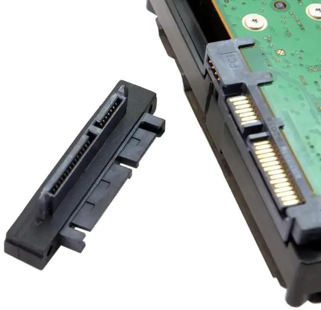 Alt view image 2 of 7 - WRIARICH 90-Degree Downward Angled SATA 22Pin (7+15) Male to Female Extension Adapter, SATA 22P All-in-One Signal & Power Converter for SSD/HDD